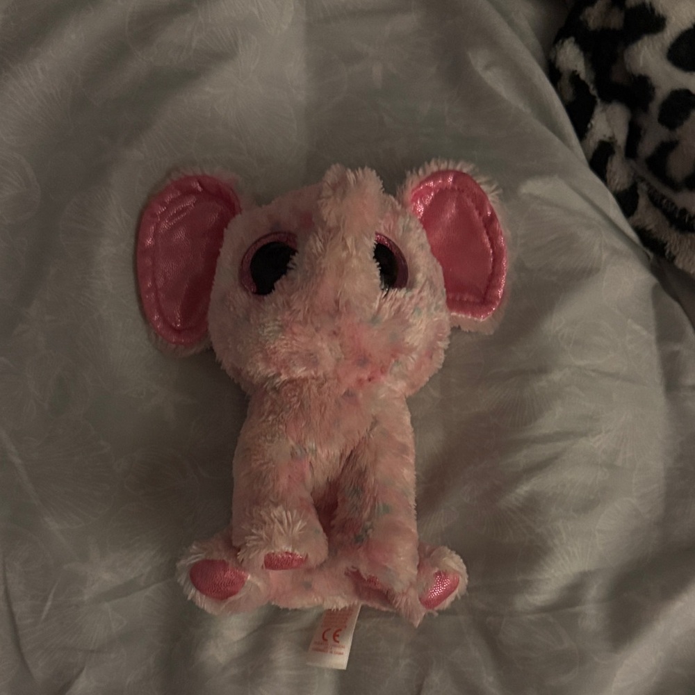 Ty Pink and Blue Spotted Elephant Plush